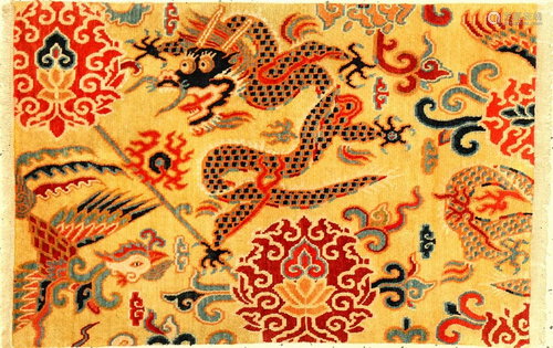 Exceptionally Fine Yellow Tibetan Shigatse 'Jabuye' Rug