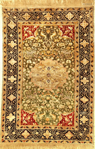 Fine Green Kaisery 'Flosh' Rug (Safavid Design),