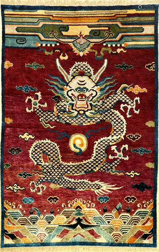 Rare Imperial Silk & Metal-Thread Gansu 'Dragon' …