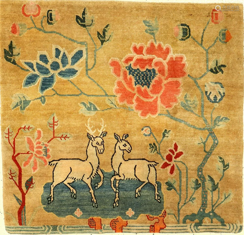 Tibetan Shigatse 'Jabuye' Rug (Deers),