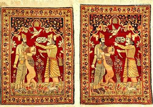 A Pair Of Fine Kirman-Ravar 'Pictorial Rugs' (Rostam