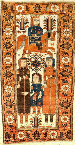 Rare Ferdows Baluch 'Pictorial Rug' (Khosrow & Shiri…