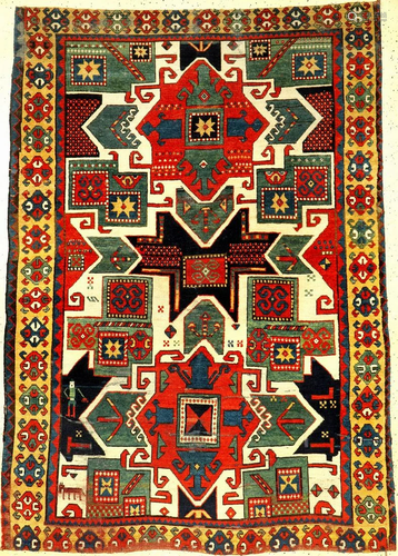 White Ground Star Kazak Rug,