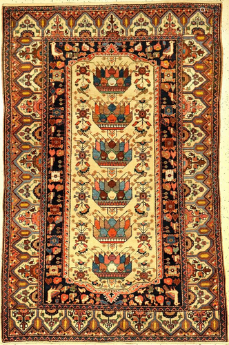 Fine Zarand-Saveh Rug (Fruit Baskets),