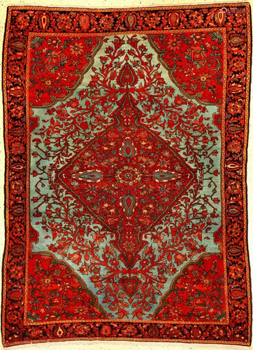 Extremely Fine Sky-Blue Mishan Malayer Rug,