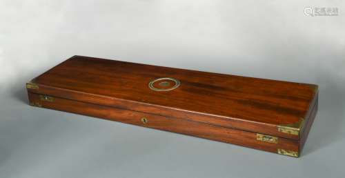 A brass bound mahogany gun case, 19th century,