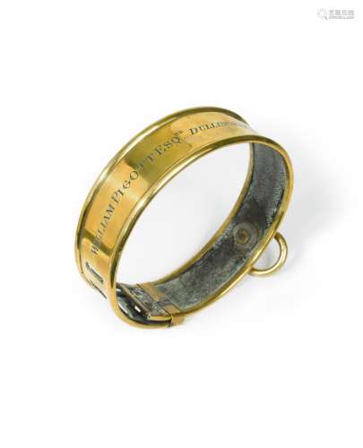 A brass dog collar, early 19th century,