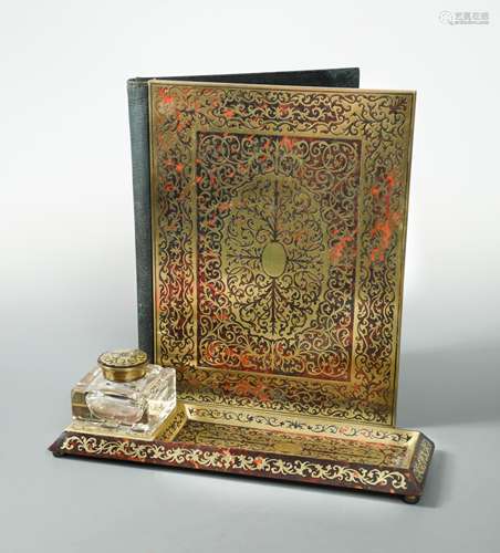 A French Boulle work desk folder, 19th century,