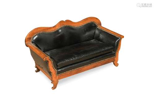 A small scale continental walnut framed sofa, 19th century,