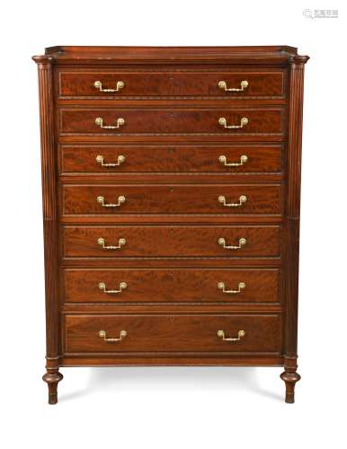 A George III style mahogany chest of seven drawers, late 19th century,