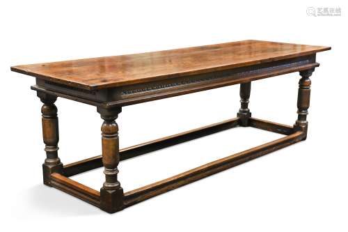 An oak refectory table, 17th century,