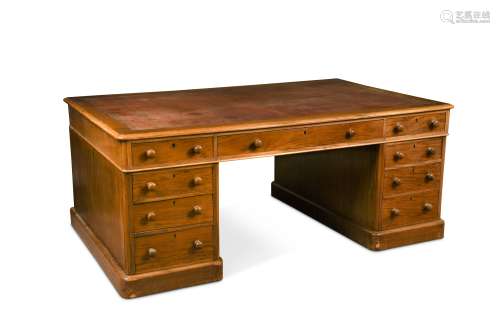 A Victorian mahogany partner's desk,