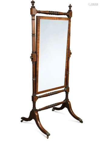 A Regency mahogany cheval mirror,