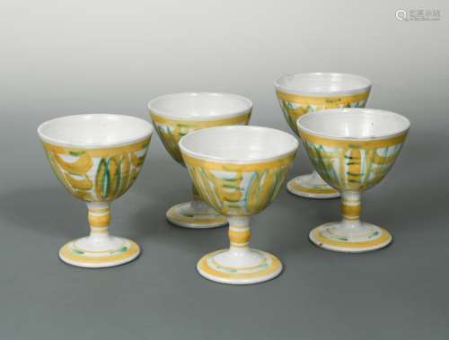 Alan Caiger Smith at Aldermaston, a set of five goblets,