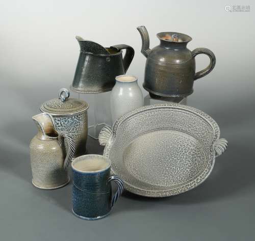 Walter Keeler, Jane Hamlyn and Rebecca Harvey, a collection of salt and soda glazed stonewares,