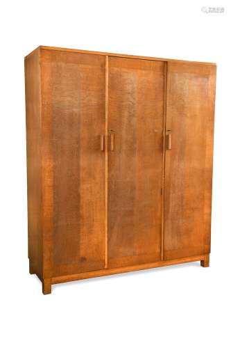 A Heal's oak triple wardrobe, circa 1930,