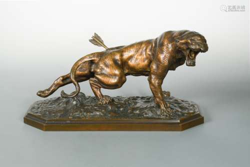 § Thomas François Cartier (French, 1879–1943), a bronze of a wounded Tiger,