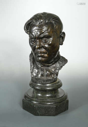 § Barney Seale, (British, 1896-1957), self portrait, bronze,