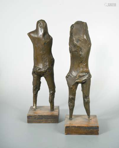Attributed to Oliffe Richmond, (Australian 1919-1977), two bronzed figures,