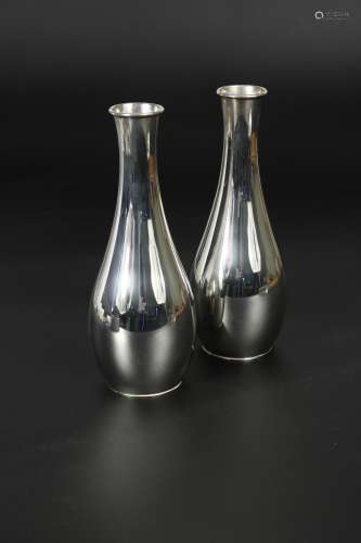 David Andersen, a pair of Norwegian metalwares specimen vases,