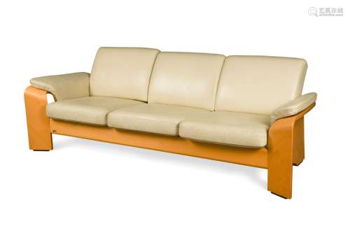 An Ekornes 'Stressless' three-seat leather sofa,