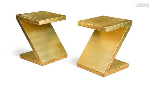 A pair of modern 'Z' shape side tables,
