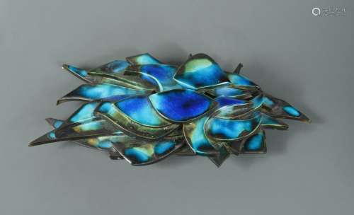 A mid-century blue glazed wall relief,