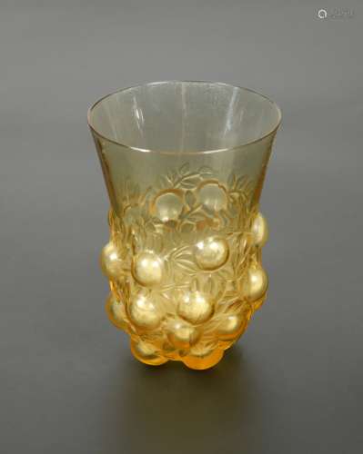 Setubal, an R. Lalique amber glass beaker,