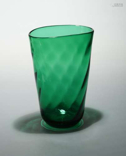 A Murano green glass vase, circa 1950s,