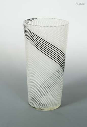 Dino Martens for Aureliano Toso (attributed), a large Murano mezza filigrana glass vase,