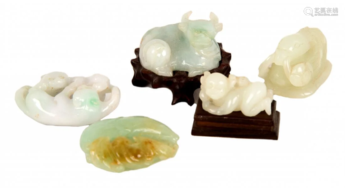 (5) Chinese Jade Carved Figures