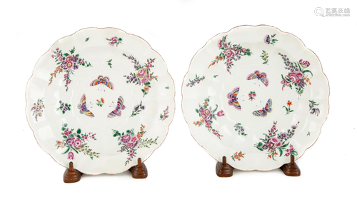 Two Chinese Export Deep Dishes with Butterflies