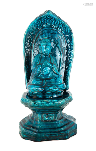 Three Pieces of Chinese Turquoise Glazed Porcelain