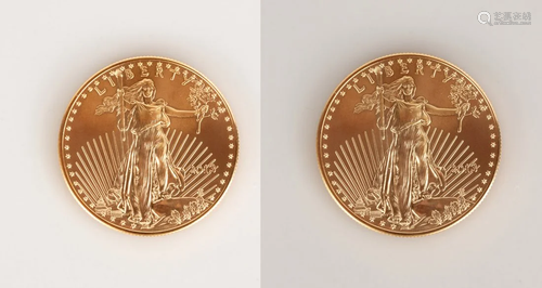 (2) US Liberty 2013 One Ounce Gold Coins