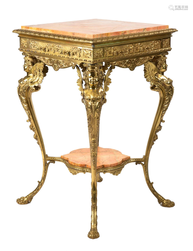 French Brass and Marble Stand