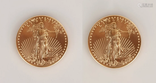 (2) US Liberty 2013 One Ounce Gold Coins