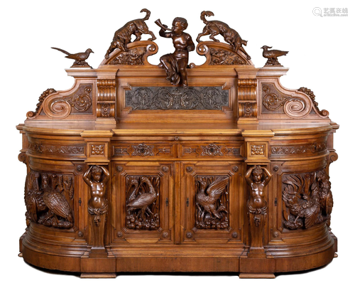 Attrib. to Luigi Frullini Carved Side Cabinet