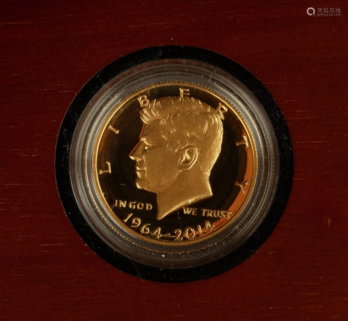 US 50th Anniversary Kennedy Half Dollar Gold Proo…