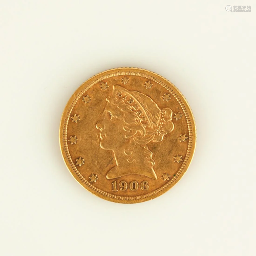 US 1906 $5 Gold Coin