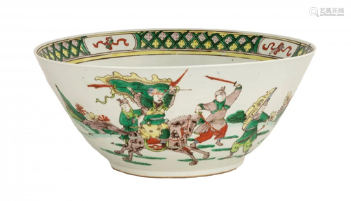 Famille Verte Chinese Export Porcelain Punch Bowl