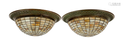 Pair of Leaded Glass Domes