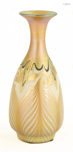 Quezal Decorated Art Glass Vase