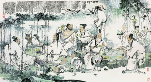 王宏喜 2006年作 竹林七贤图 镜片 设色纸本