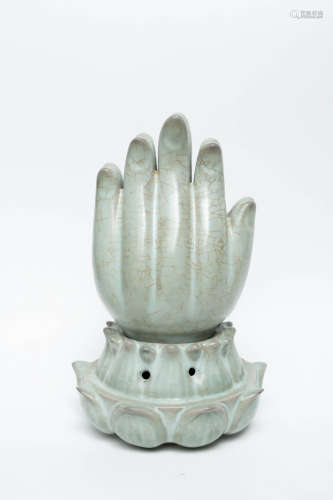 Chinese Exquisite Ru Kiln Porcelain Lotus Ornaments