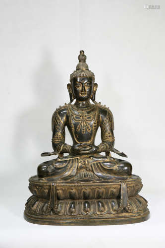 Chinese Exquisite Old Bronze Manjushri Statue