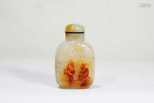 Chinese Rare Carved Jade Snuff Bottle