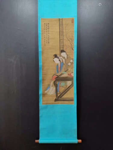 Chinese Ming Dynasty Vertical Scroll Of Painting On Silk - Tang Yin