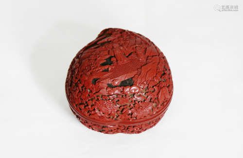 Chinese Lacquerware Peach-Shaped Lid Box