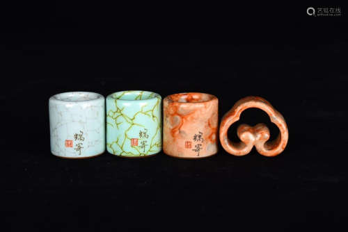 Chinese Set Of Porcelain Engraving Plate For Thumb Ring