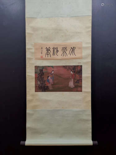 Chinese Ming Qiu Ying;S Painting On Silk